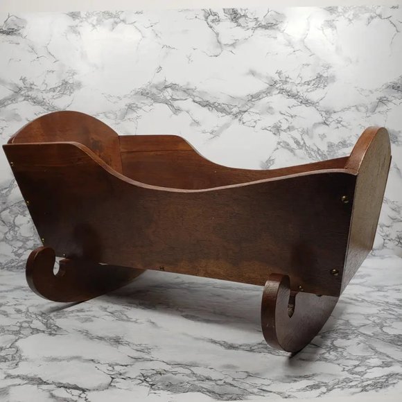 Doll Cradle Solid Wood Handmade Antique - Picture 9 of 9